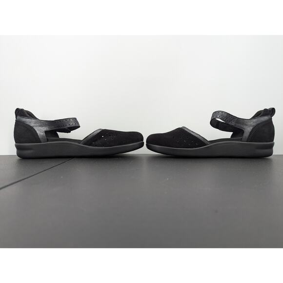 SAS Black Suede Leather Mary Jane Comfort Shoes Size 11 W Wide USA Tripad - Picture 5 of 9